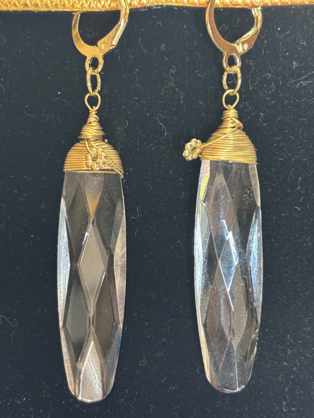 Dangle glass/ crystal earrings 3”